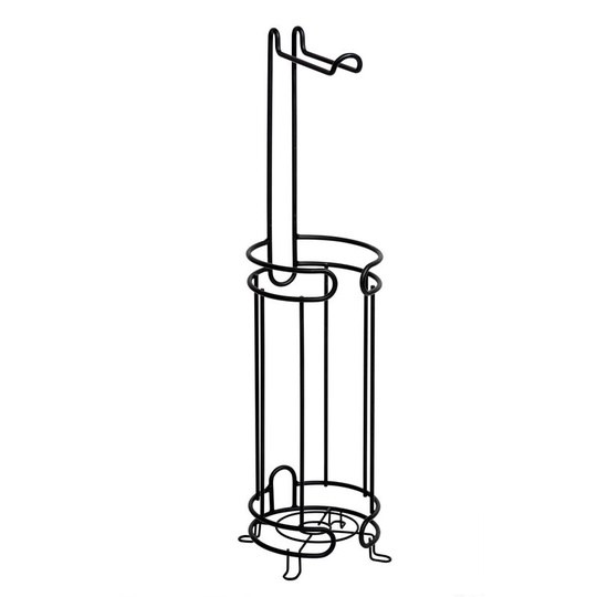 Bolero- Freestanding Bathroom Toilet Roll Stand Spare Toilet Paper Holder, Black - Black