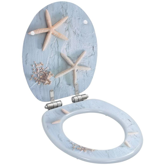 Hommoo WC Toilet Seat with Soft Close Lid MDF Starfish Design VD05814