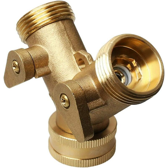 Perlerare - Brass Manifold, 3/4' y Split Faucet Union Brass Manifold for Washer Hose Connector