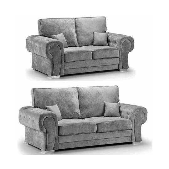 Chingford 3 & 2 Seater Fabric Sofa Set - Grey
