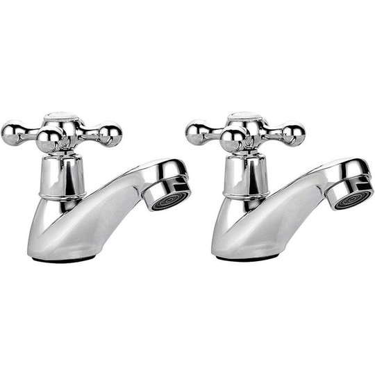 Bath Tap Pair of Hot and Cold Bathroom Tub Taps Chrome Brass Luxury Traditional Bathroom Faucet for Home Bathroom Bathtub Kitchen