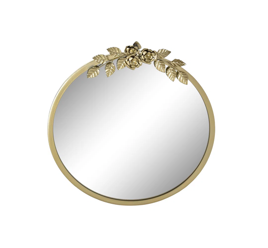Elkhart Round Metal Framed Wall Mounted Accent Mirror in Gold