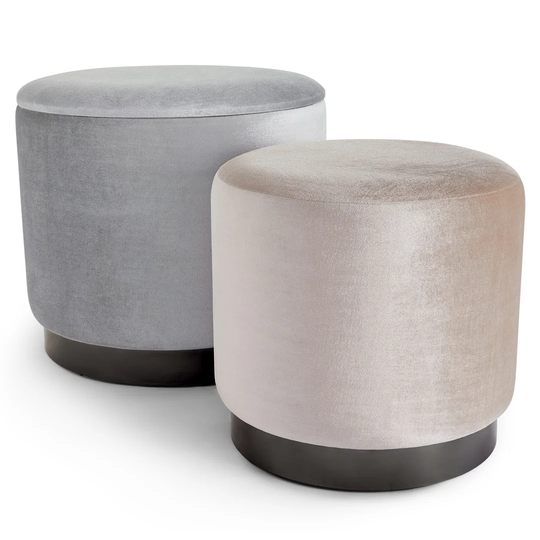 Pixley 50Cm Wide Velvet Round Footstool with Storage