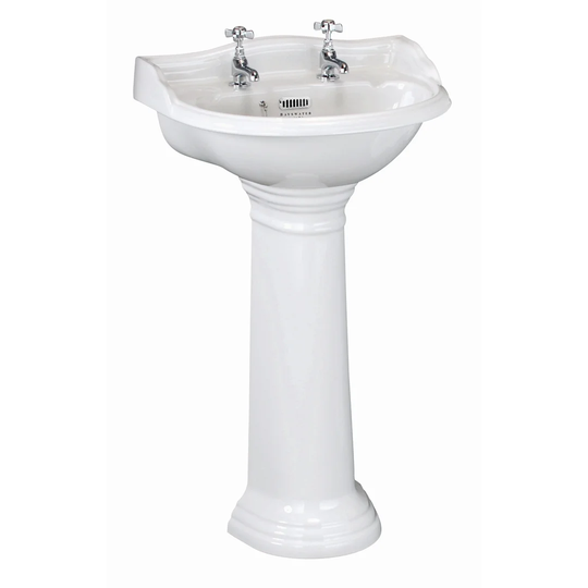 Porchester White Vitreous China U-Shaped Bathroom Sink with Overflow