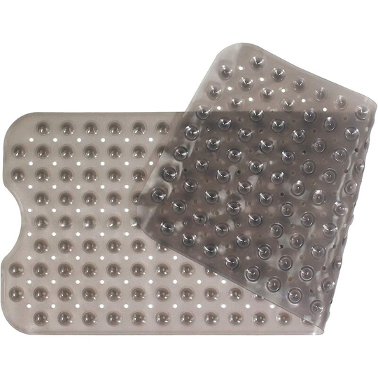 Bath Mat Large Non-Slip Bath Mat and Shower Mat Extra Long Bathroom Mats 40 x 16 Inches (Transparent Grey)