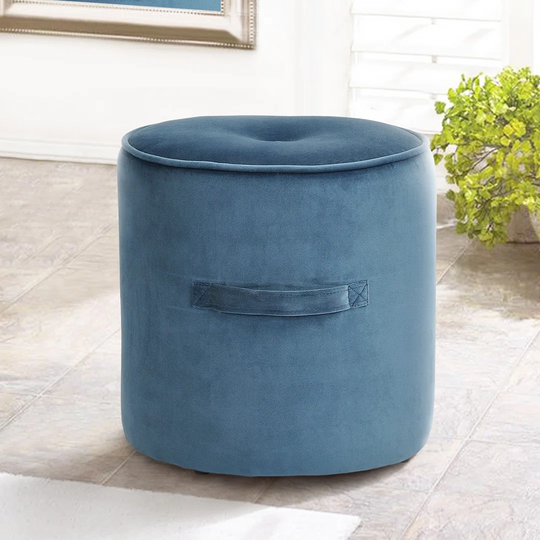 38Cm Tufted Round Footstool Ottoman