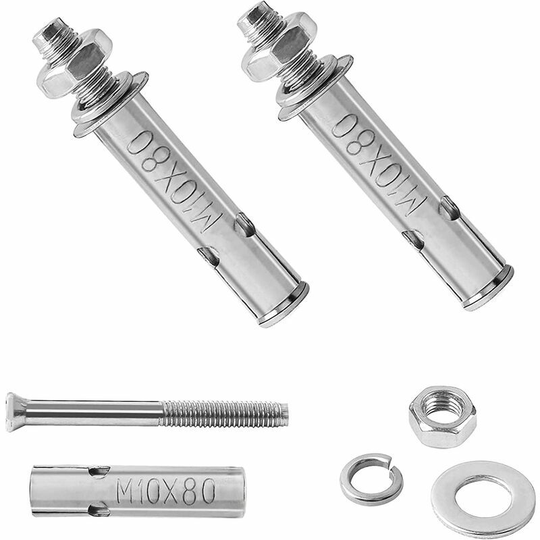 Expansion Screw Bolts, Stainless Steel Expansion Sleeve Anchor Bolt Fixing Bolts,M10 X80 External Hex Nut Heavy Screws for Wall Building Fixing pcs