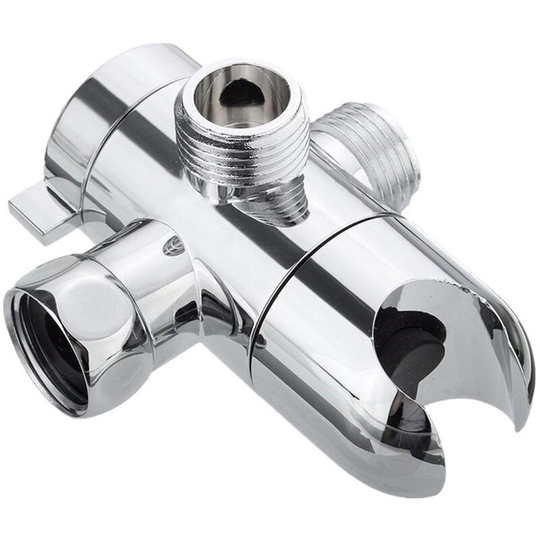 3-Way Shower Diverter Valve Mount G1/2 Handheld Shower Arm Diverter Splitter Polished Chrome Bathroom Shower System Replacement Part Attachment