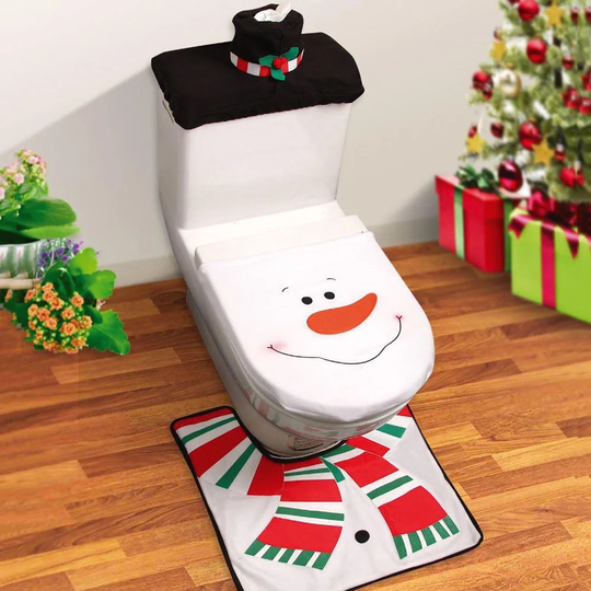 3pc Snowman Toilet Seat Cover Set