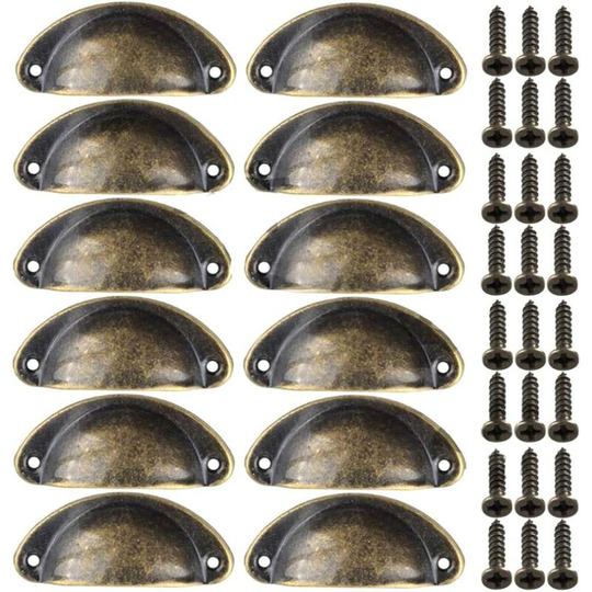 Door Knob Handle Retro Decoration for Cabinet Drawer Vintage Shell Handle for Cabinet Drawer Kitchen Cabinet Curved Iron Retro Cupboard Door Knob for