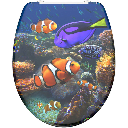Duroplast Toilet Seat with Soft-Close sea life Printed schütte - Multicolour
