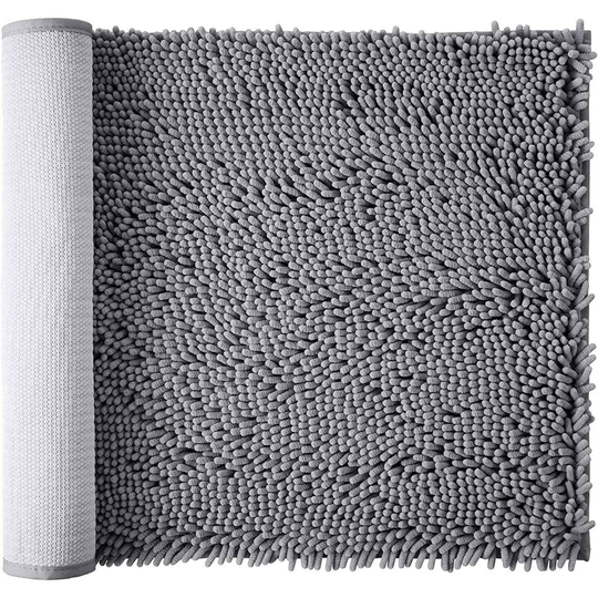 mat, Gray room Rug, Gray Mat Non-Slip, Soft Chenille Shower Mats for room, Super Water Absorbent, Machine Washable room Rug, 20x32 Inches, Grey