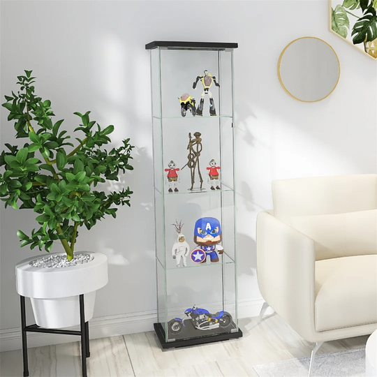 Glass Display Cabinet 4 Shelves With Door