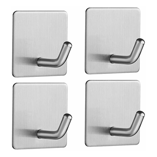 Wall Hook Without Drilling Towel Holder With Adhesive Tape Bathroom 4 Pieces for Bath Towel Square RackAdhesive HookStainless Steel Living Room and