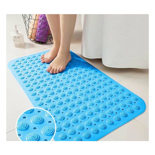 BETTE Anti-Slip Bath Mat, Mildew Resistant, Extra Long Machine Washable Bath Mat, Anti Suction Bath Mat, 36 x 71cm (blue)