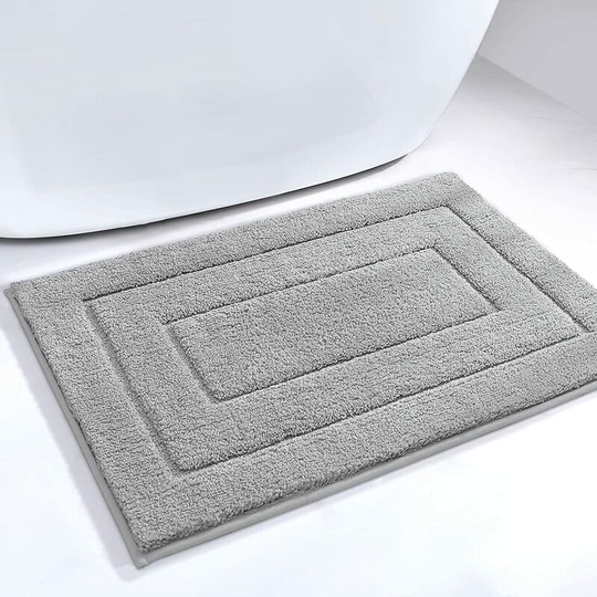 Perleraregb - Non-Slip Bath Mat, Soft Microfiber Bath Mat, Water Absorbing, Machine Washable, Extra Thick Bathroom Shower Mat, 40 x 60 cm, Light Gray