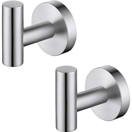 Wall Crochet Door Napkin Bathroom Hooks Black Matte Stainless Steel 304 Holder Coat Support Towel Holder Storage 2 Parts (Silver)