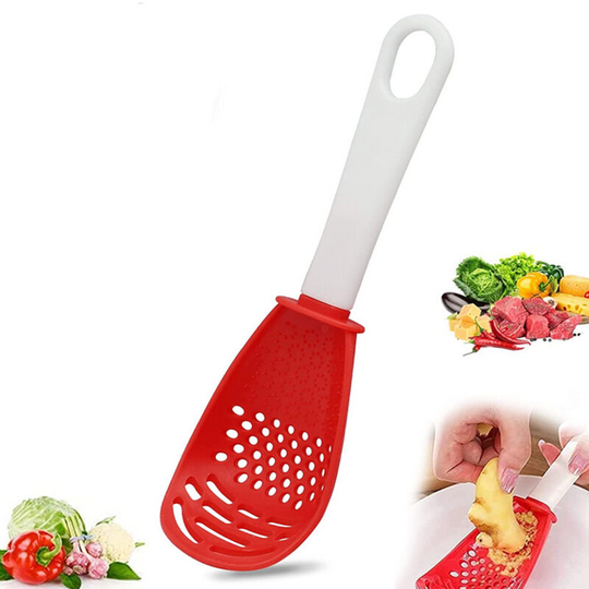 Sunflowergb - 2Pcs grinding spoon, mash, drain, colander, stir fry vegetables, shovel, grind ginger and garlic, spoon, egg mixer, mash potatoes