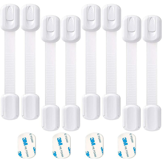 Perlerare - Set of 8 Baby Drawer Safety Cabinet Locks, Child Safety Cupboard Doors, Adjustable Easy to Install for Fridge Cupboard Drawer Cupboard