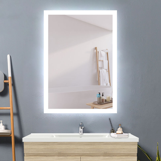 Acezanble - 500x700 Rectangular Heated Bathroom Mirrors with Touch Lights,Wall Mounted,IP44,Vertical or Horizontal