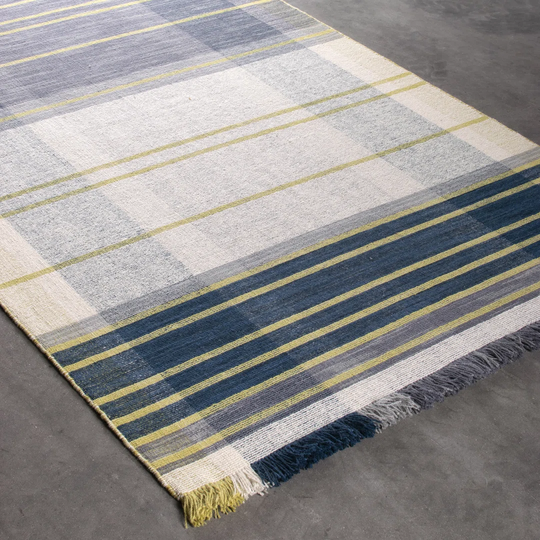 Santucci Handwoven Wool Lime/Blue Rug