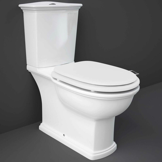 Rak Washington Close Coupled Toilet with Horizontal Outlet & Push Button Cistern - White Seat
