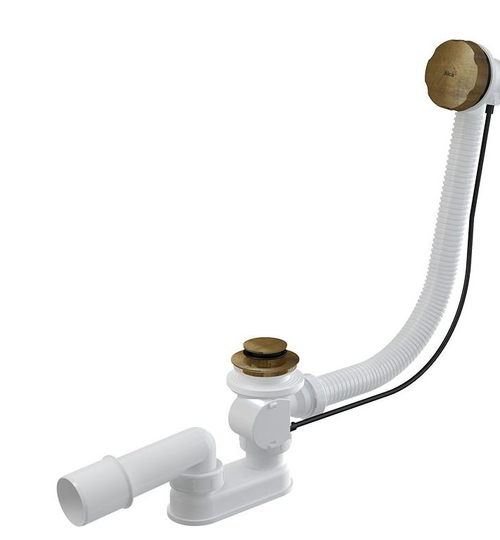 Bathtub Flexible Overflow Pipe Waste Drain Trap with Antique Brass Endings