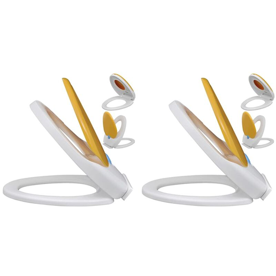 Toilet Seats with Soft Close Lids 2pcs Plastic White and Yellow VDTD18820 - Topdeal