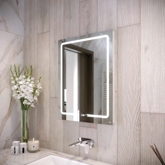 RAK Pegasus LED Bathroom Mirror Demister Touch Switch Shaver Socket 800 x 600mm - Silver