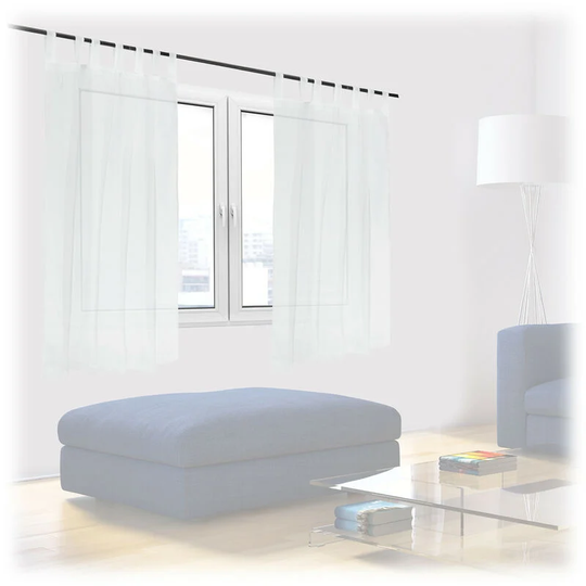 Set of 2 Relaxdays Curtains, HxW: 145x140 cm, Semi-transparent, Decorative, Living Room & Bedroom, with Loops, White