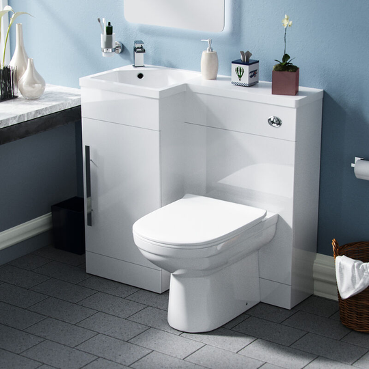 Neshome - Raven lh 900mm Vanity Basin Unit, wc Unit & Elso btw Toilet White - Flat Pack