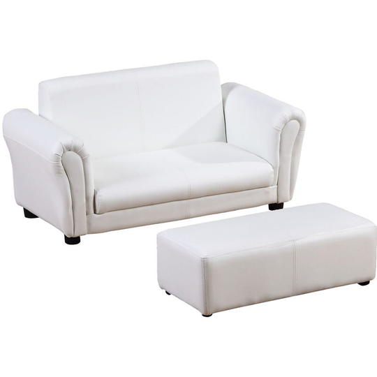 Kids Sofa 2 Seater Childrens Armchair Furniture Bedroom Playroom - White - Homcom