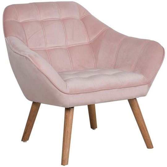 Armchair Pink Modern Glam Velvet Tufted Padded Seat Karis - Pink