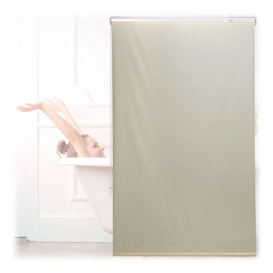 Bathroom Roller Blind, for Shower & Bathtub, Water Repellent, Quick Drying, Ceiling & Window, 100x240cm, Beige - Relaxdays