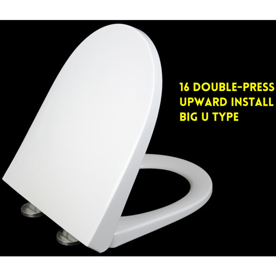 Heavy Duty Closed Front Toilet Seat Cover (16 Double-Press Upward Install Big u Type)