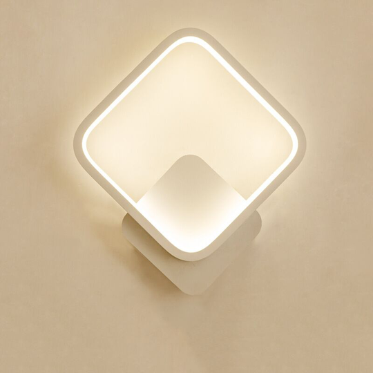 Indoor small simple wall lamp round bedside lamp bedroom bedside creative aisle corridor decorative lamps (white square)