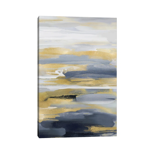 Intuition Blue and Gold II by Jackie Hanson - Wrapped Canvas Art Prints