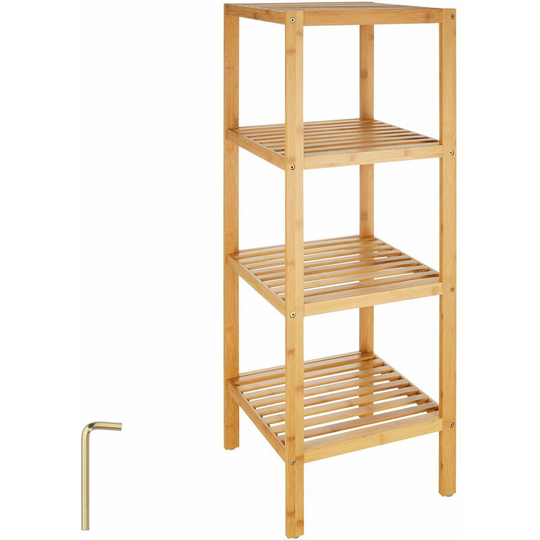 Tectake - Bathroom shelf unit 33x33x97cm - bath shelf, bamboo shelf, toilet shelf - brown