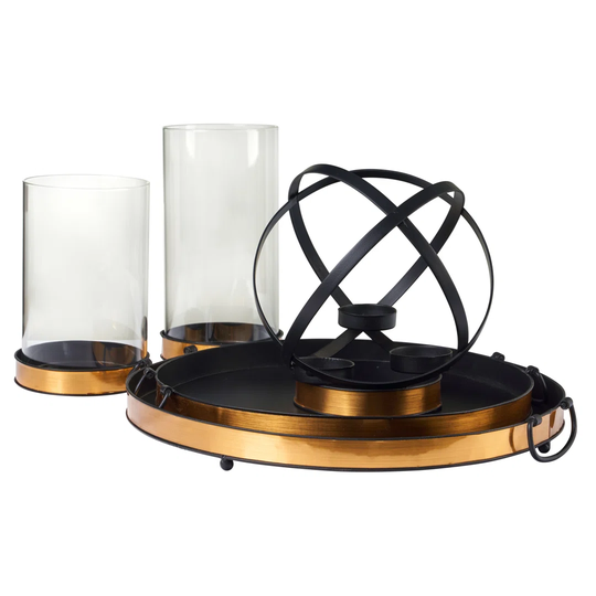 BLACK AND GOLD - LANTERN P.TA CANDLES LARGE