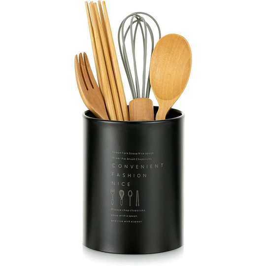Kitchen Utensil Cutlery Tray: Black Coated Dish Drainer Vintage Nordic Style Vertical Cutlery Holder Sturdy and Durable Stainless Steel Kitchen