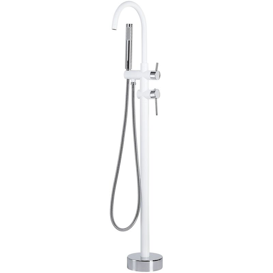 Beliani - Modern Freestanding Tub Bath Faucet Mixer Tap Brass White with Silver Tugela - White
