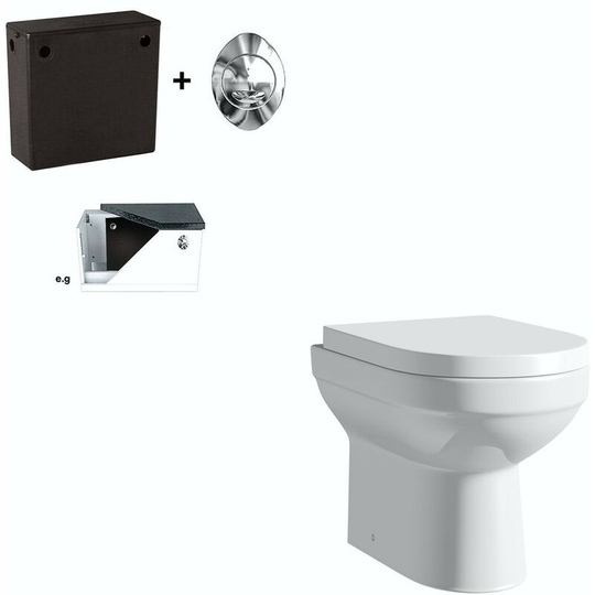 Balance back to wall toilet with concealed cistern and soft close seat - White - Orchard