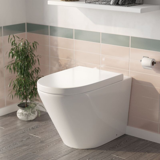 Neshome - Modern Rimless Back To Wall Toilet Pan wc and Soft Close Seat White