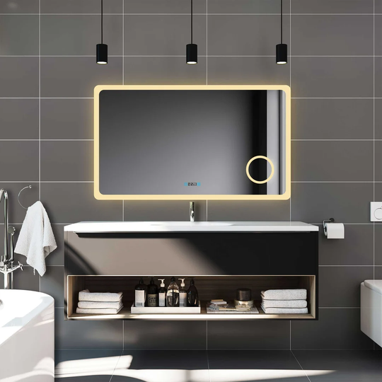 Marlatt Magnifying Lighted Wall Mounted Bathroom Mirror