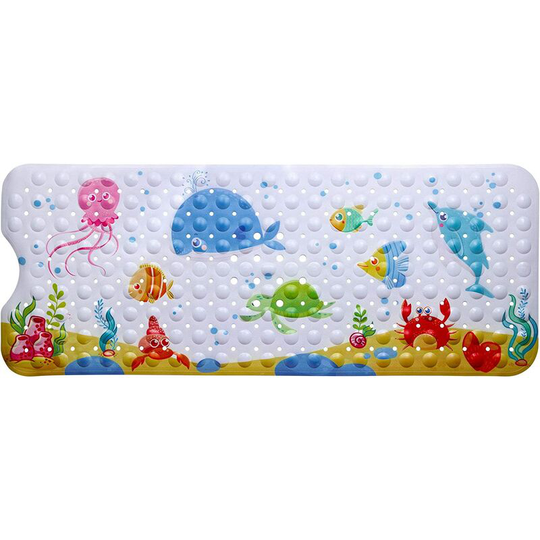 Gift - Non-Slip Bath Mat Transparent pvc Bath Mat Shower Mat 100 x 40 cm Extra Long Non-Slip Anti-Mildew Bathroom Accessories with Suction Cup Printed