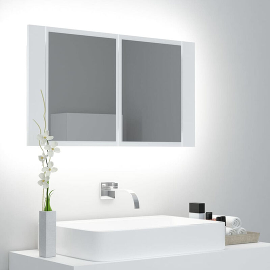 Led Bathroom Mirror Cabinet White 80x12x45 cm