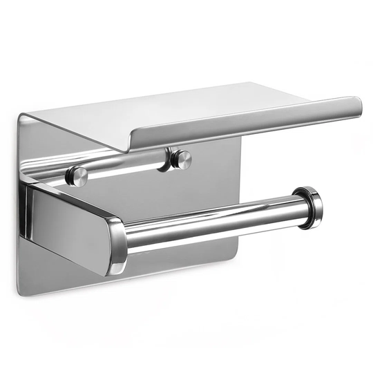 Toilet Paper Roll Holder Stainless Steel Wall-Mounted With Spacious Shelf For Kitchen And Bathroom Paper Roll Holder Kitchen Roll Holder