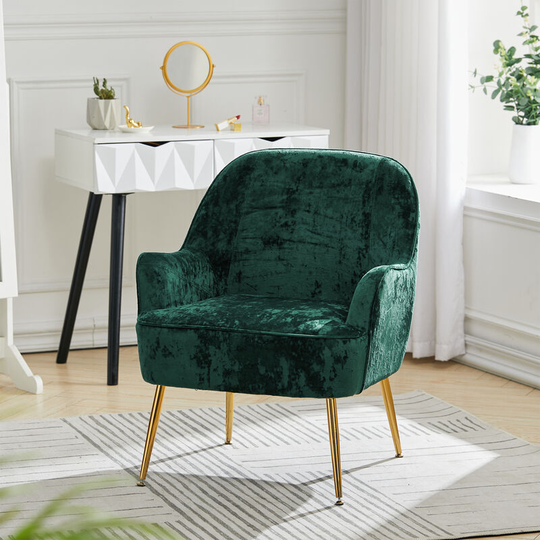 Comfortable Velvet Upholstered Living Room Armchair,Dark Green - Livingandhome