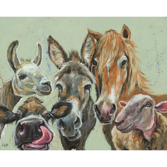 'Farmyard Selfie' Painting on Wrapped Canvas