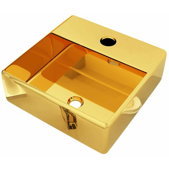 Wash Basin with Faucet Hole 38x30x11.5 cm Ceramic Gold Vidaxl Gold